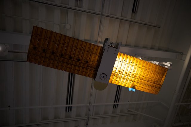 Illuminated Satellite Model Display at Space Museum