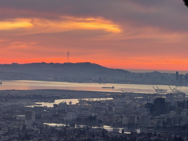 San Francisco Bay at Sunset with Distant Hills
