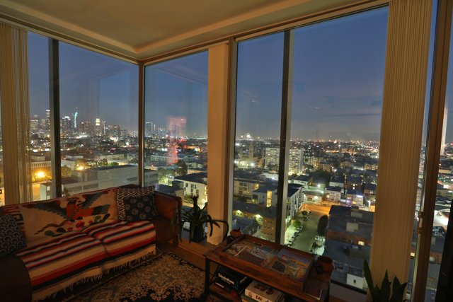 Nighttime Cityscape from Living Room Penthouse