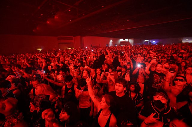 Massive Red-Lit Crowd at Wobbleland 2026 Festival