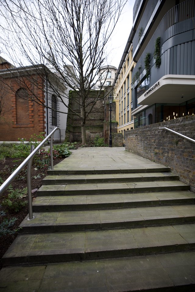 Stone Steps Leading Through Historic London Courtyard