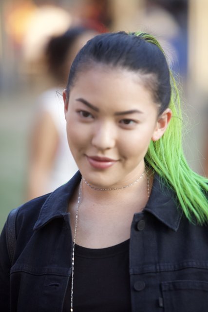 Green-haired Girl's Chic Look