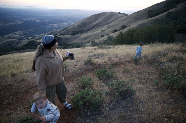 Family Hiking Mt. Diablo at Golden Hour Dusk