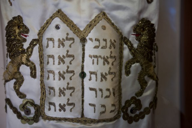 Hebrew Text on White Cloth
