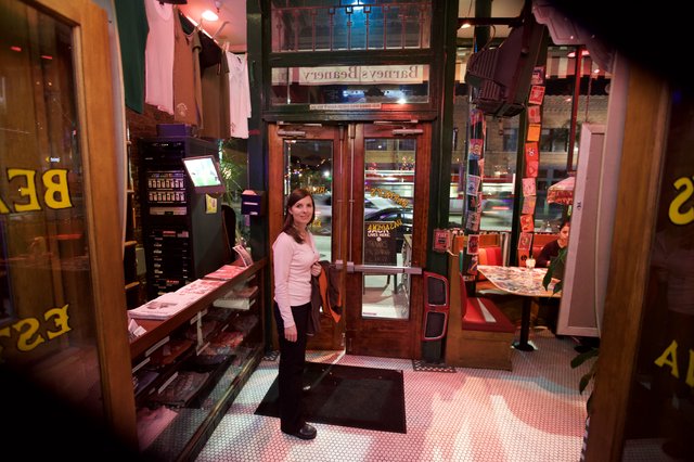Woman at Barney's Beanery Entrance in West Hollywood