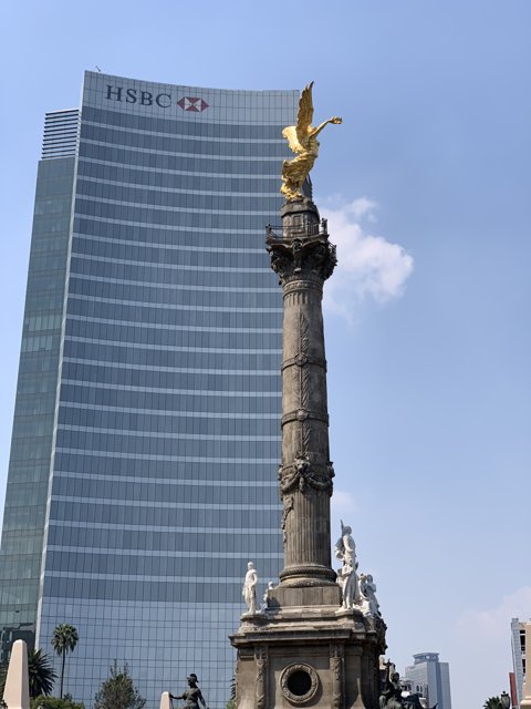 Monumental Bird Statue with Golden Ornament