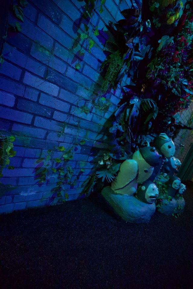 Surreal Blue-Lit Garden Sculptures at Night