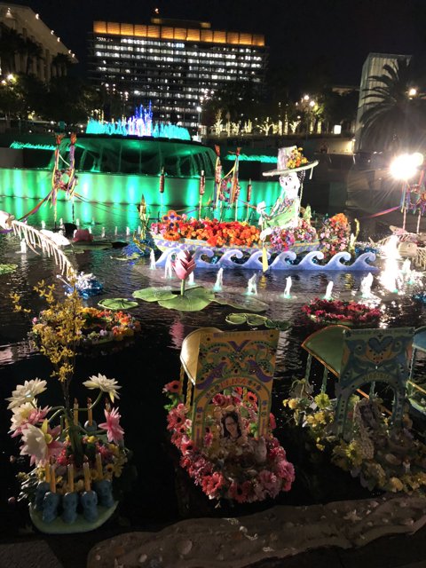 Colorful Floats at Night