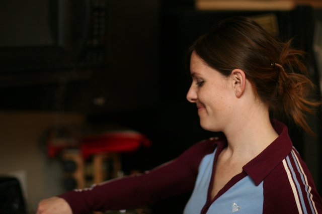 Woman in Profile Smiling Indoors in 2006