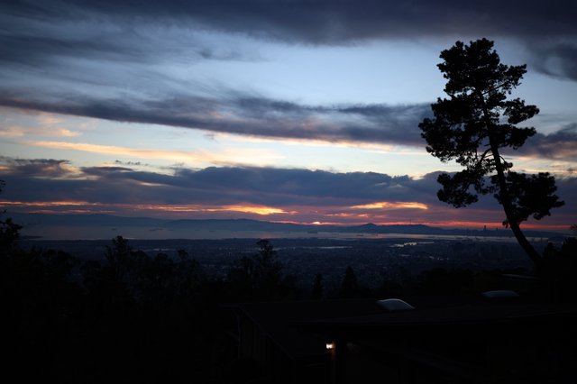 Dramatic Sunset Over San Francisco Bay from Berkeley Hills
