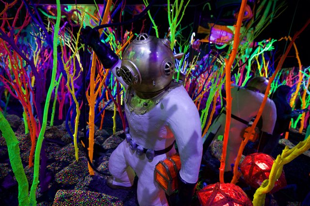 Deep Sea Diver in Neon Underwater Fantasy World