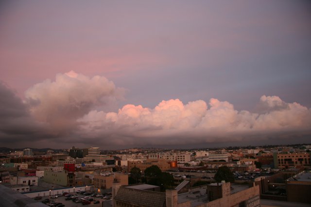 Pink Clouds Over the Urban Landscape