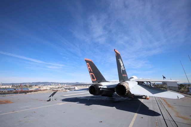 F-14 Tomcat Fighter Jet on USS Hornet Flight Deck
