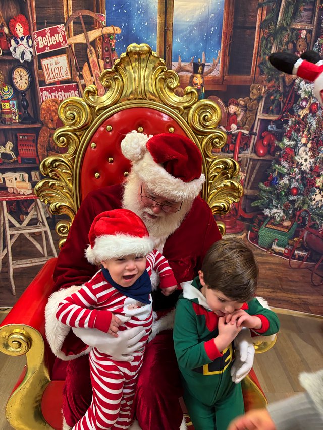 Santa's Workshop Visit with Two Young Children