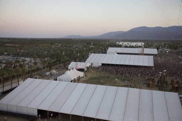 Aerial View of Massive White Tent at Coachella 2012