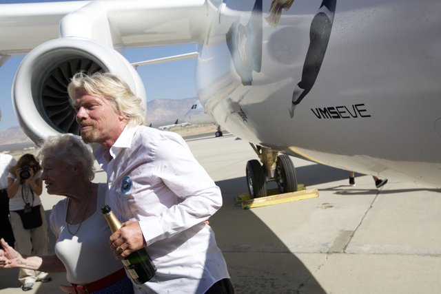 Branson and Dench at the Airfield