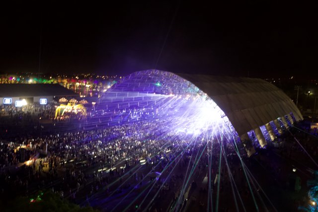 Lights and Pyrotechnics Illuminate Massive Coachella Crowd
