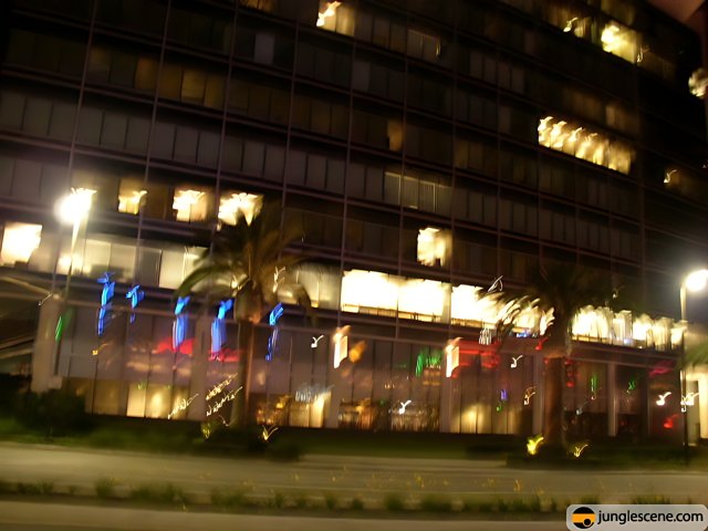 Blurred Nightscape of an Urban Building