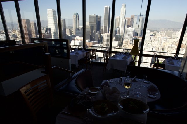 Cityscape Dining at a Restaurant