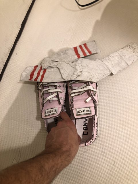 Pink Sneakers with Stripes
