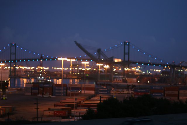 Illuminated Bridge at the Waterfront