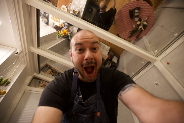 Christmas Morning Kitchen Selfie with Excited Expression