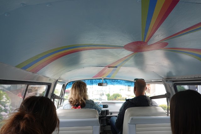 Colorful VW Bus Interior Rainbow Road Trip