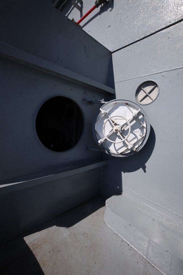 Naval Ship Hull Details with Open Hatches