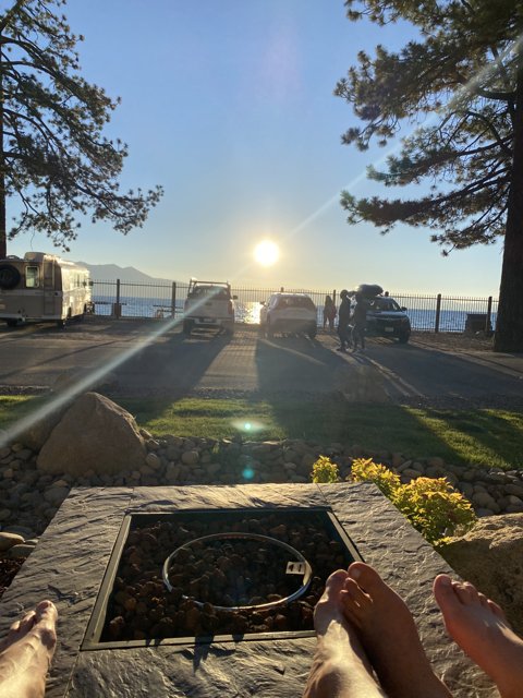 Feet on Fire Pit at Lake Tahoe
