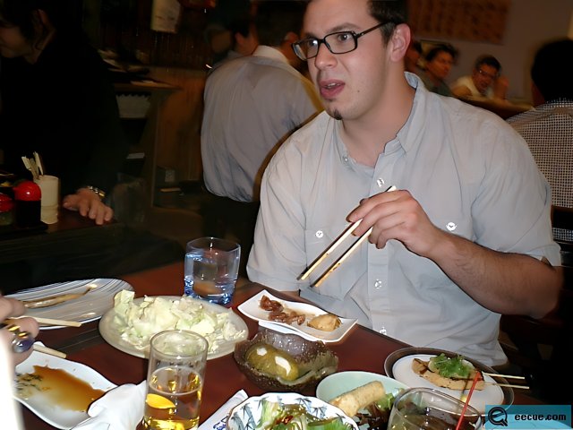 Dave B enjoying authentic Chinese cuisine
