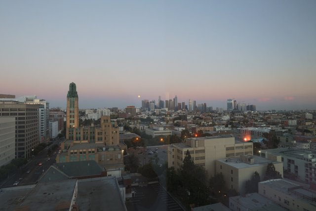 Urban Sunset Over Cityscape