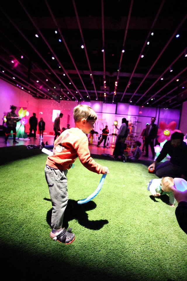 Child Playing at Baby Rave Interactive Art Exhibition