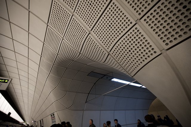 Modern Architectural Ceiling in London Underground Station