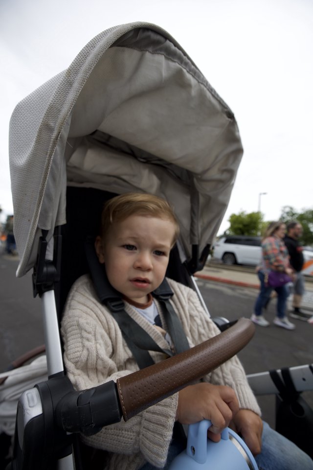 Toddler in Stroller at Outdoor Public Event