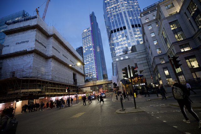 Twilight Rush Hour in London's Financial District