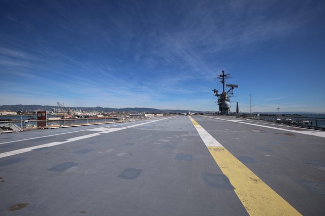 Aircraft Carrier Flight Deck at Port - USS Hornet