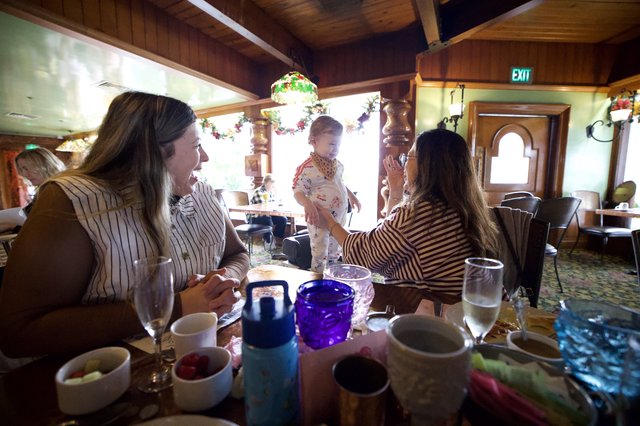 Family Dining Moment in Rustic Restaurant