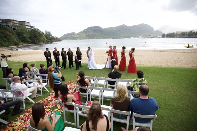 Red-Themed Wedding on the Beach