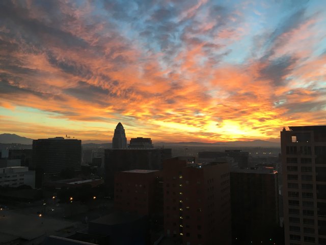 A Vibrant Sunset Over LA's Skyline