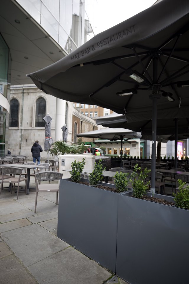 Empty Outdoor Terrace at Haz Bar & Restaurant
