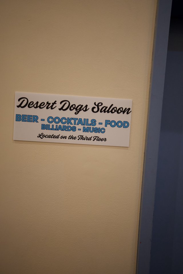 Desert Dogs Saloon Sign on Third Floor