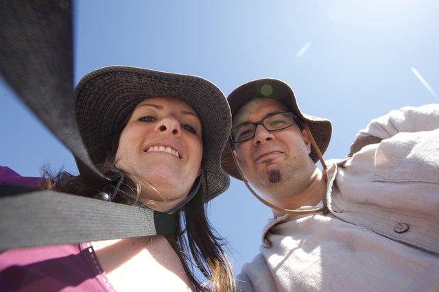 Low-Angle Adventure Portrait of Two Desert Explorers