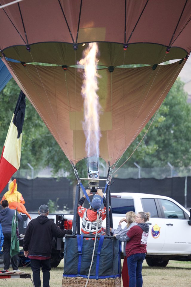 Fire and Flight: Hot Air Balloon Inflation at Festival