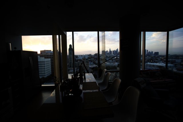 A Stunning Cityscape View from the Penthouse Living Room Window