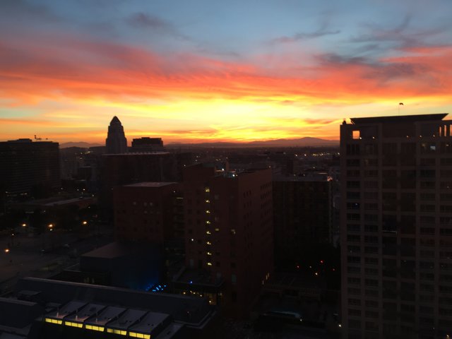 Vibrant Sunset over Cityscape