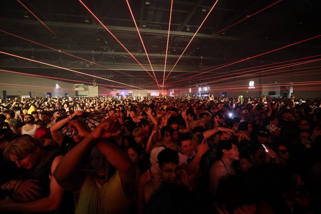Red Laser Light Show Over Massive Wobbleland Crowd