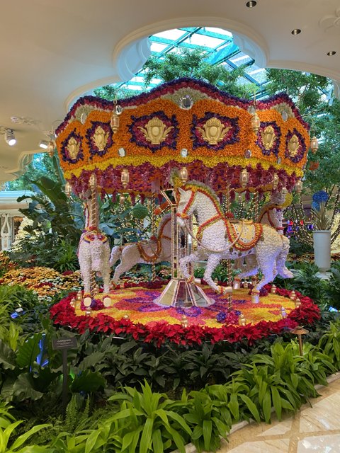 Enchanting Carousel Ride Through Floral Wonderland