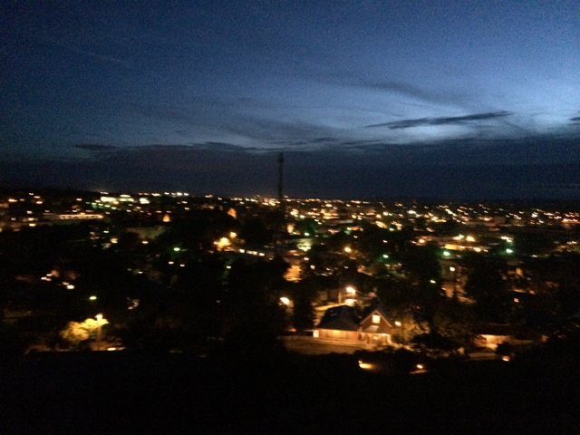 Urban Night Skyline from Hilltop