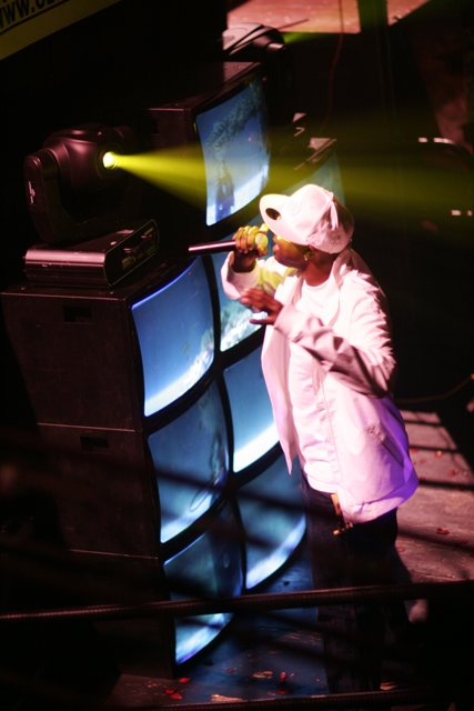 White Outfit, Bright Microphone