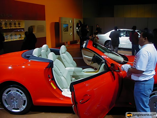 Red Convertible and Man at LA Auto Show